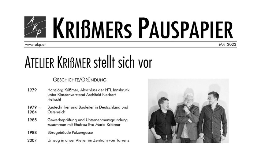 Pauspapier Newsletter Atelier Krißmer & Partner