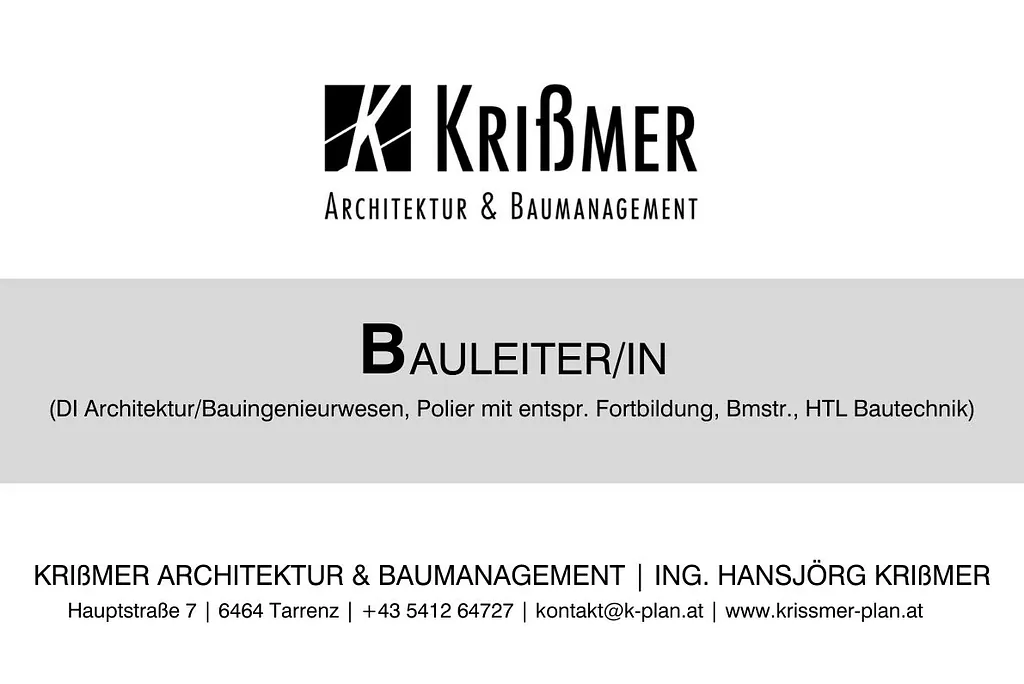 Jobangebot Bauleiter/in